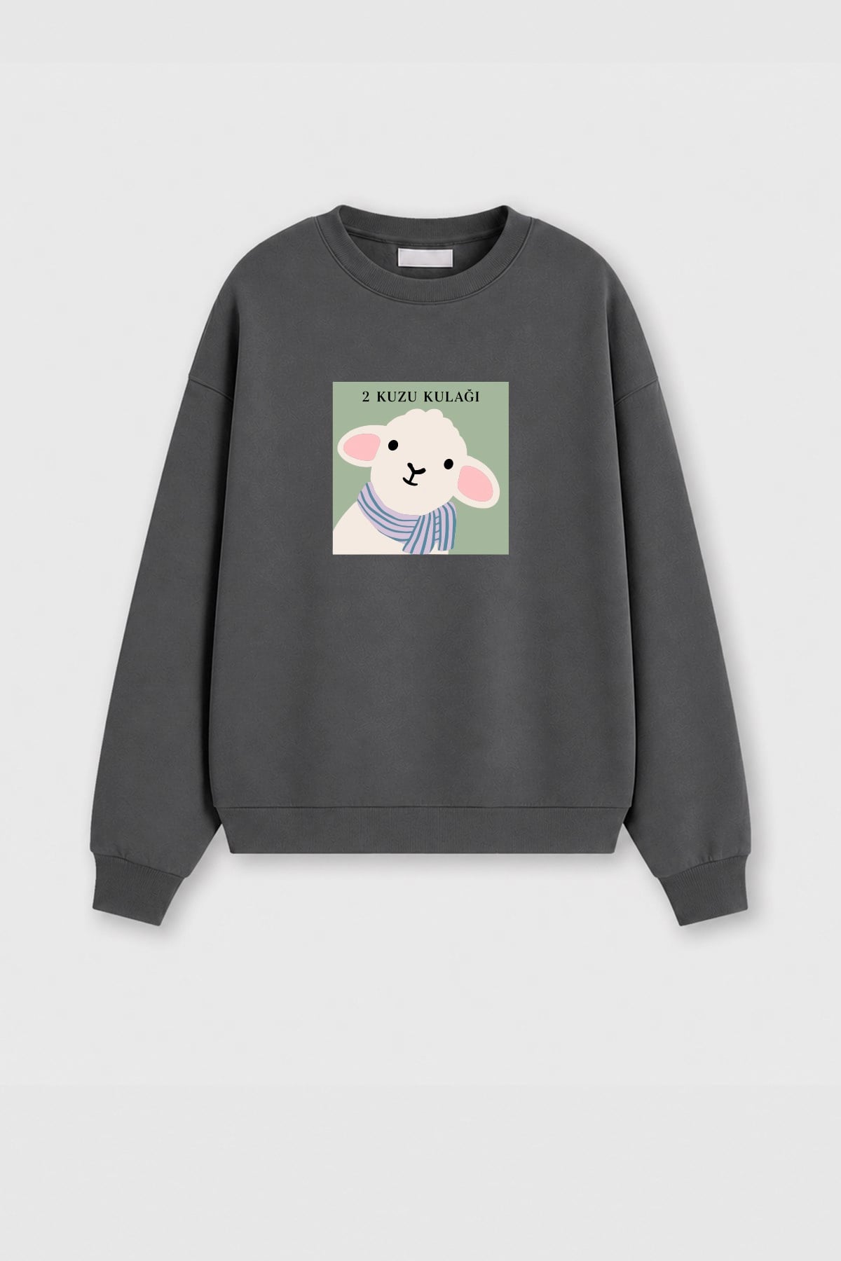 Monila Kadın Premium Kumaş 3 İplik Şardonlu Kuzu Kulağı Baskılı Sweatshirt