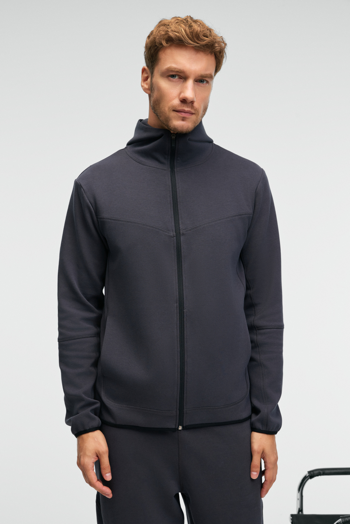 GRIMELANGE Erkek Kapüşonlu Baskılı Fermuarlı ANTRASİT Sweatshirt görsel 2