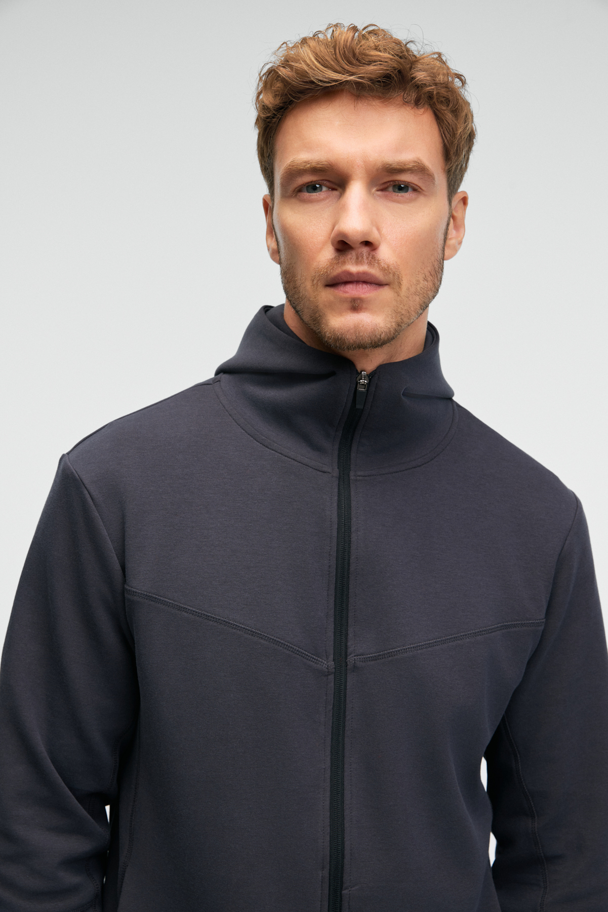 GRIMELANGE Erkek Kapüşonlu Baskılı Fermuarlı ANTRASİT Sweatshirt görsel 4