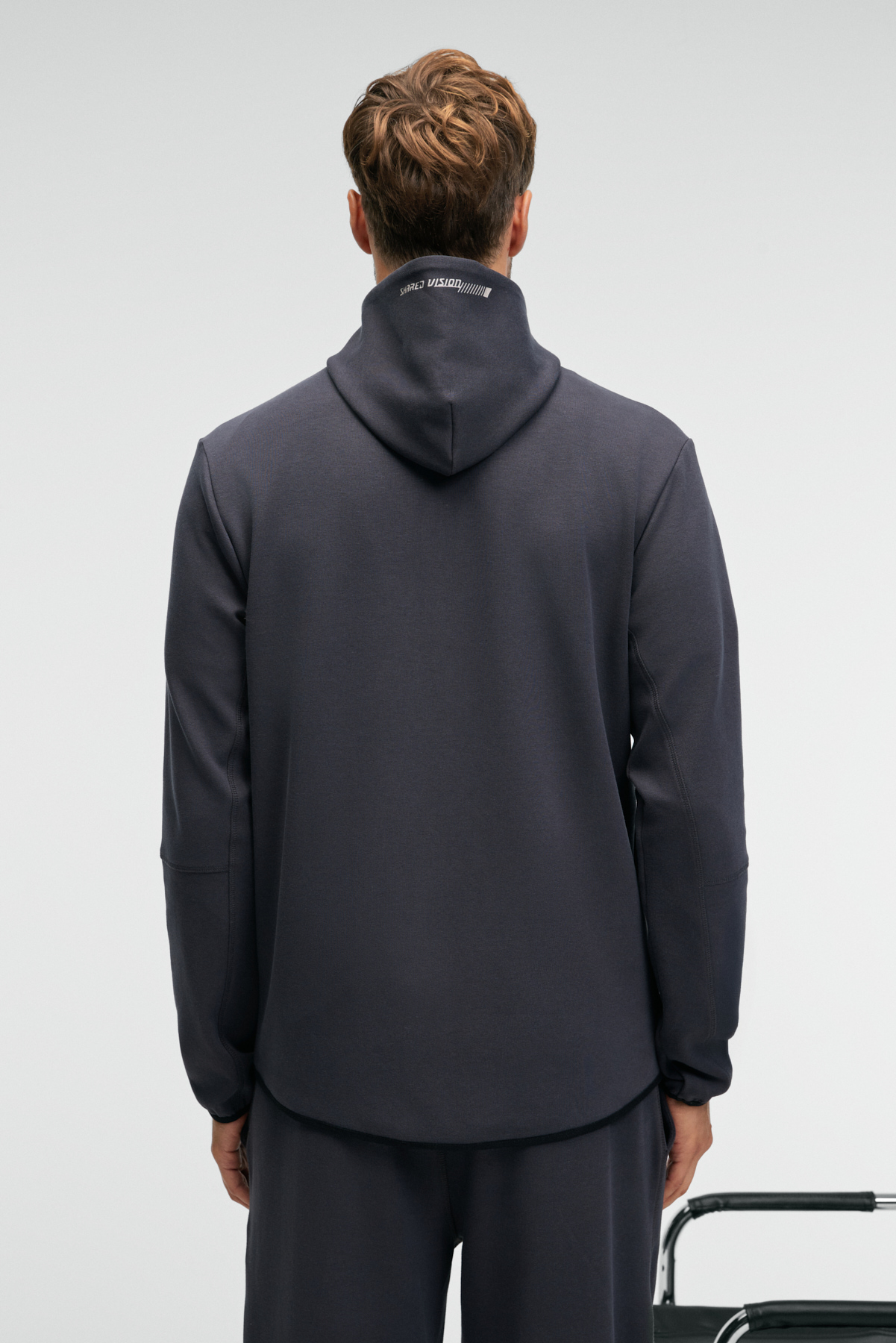 GRIMELANGE Erkek Kapüşonlu Baskılı Fermuarlı ANTRASİT Sweatshirt görsel 5