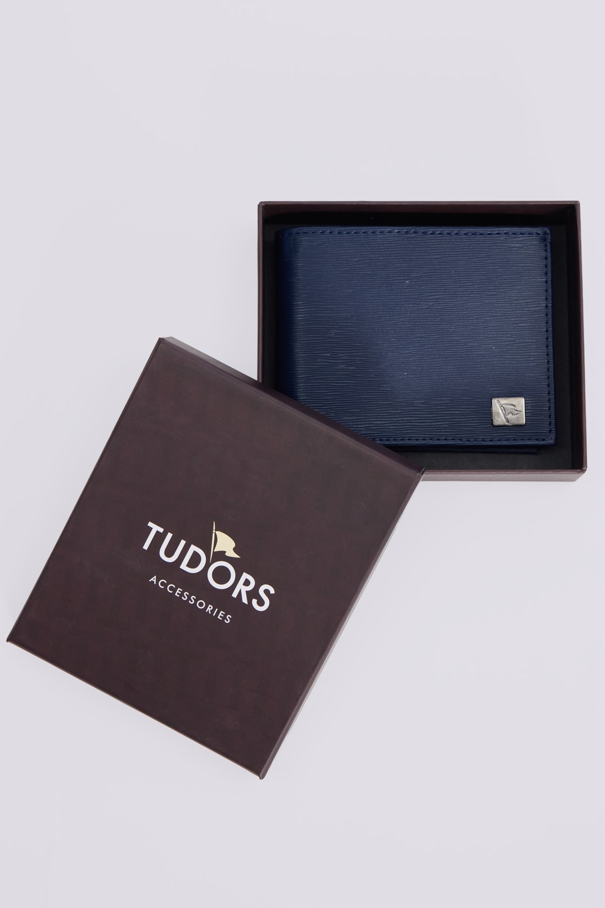 TUDORS Lacivert Dokulu Kart Para Bölmeli Erkek Cüzdan görsel 2