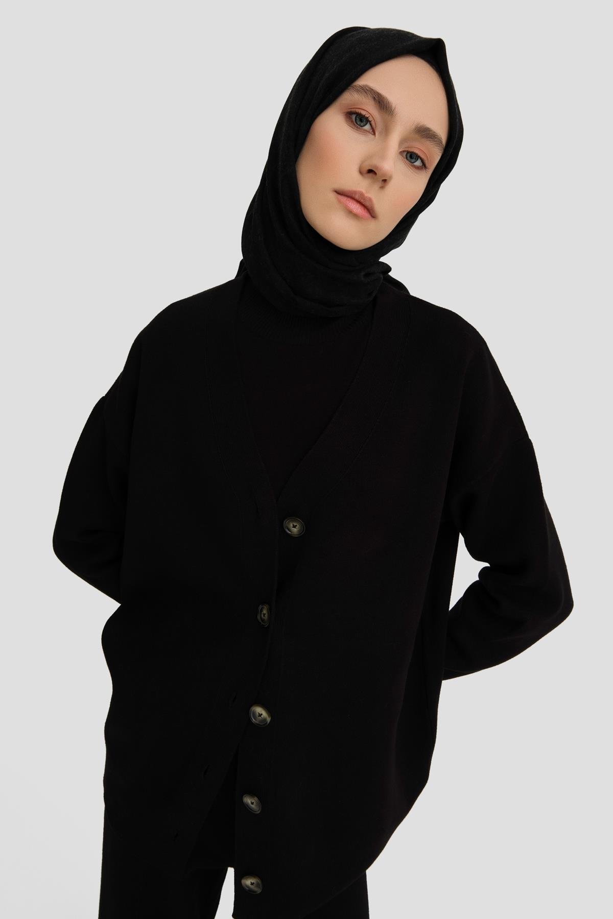 ARMİNE Triko Hırkalı Takım 24Kd2808 Siyah görsel 3