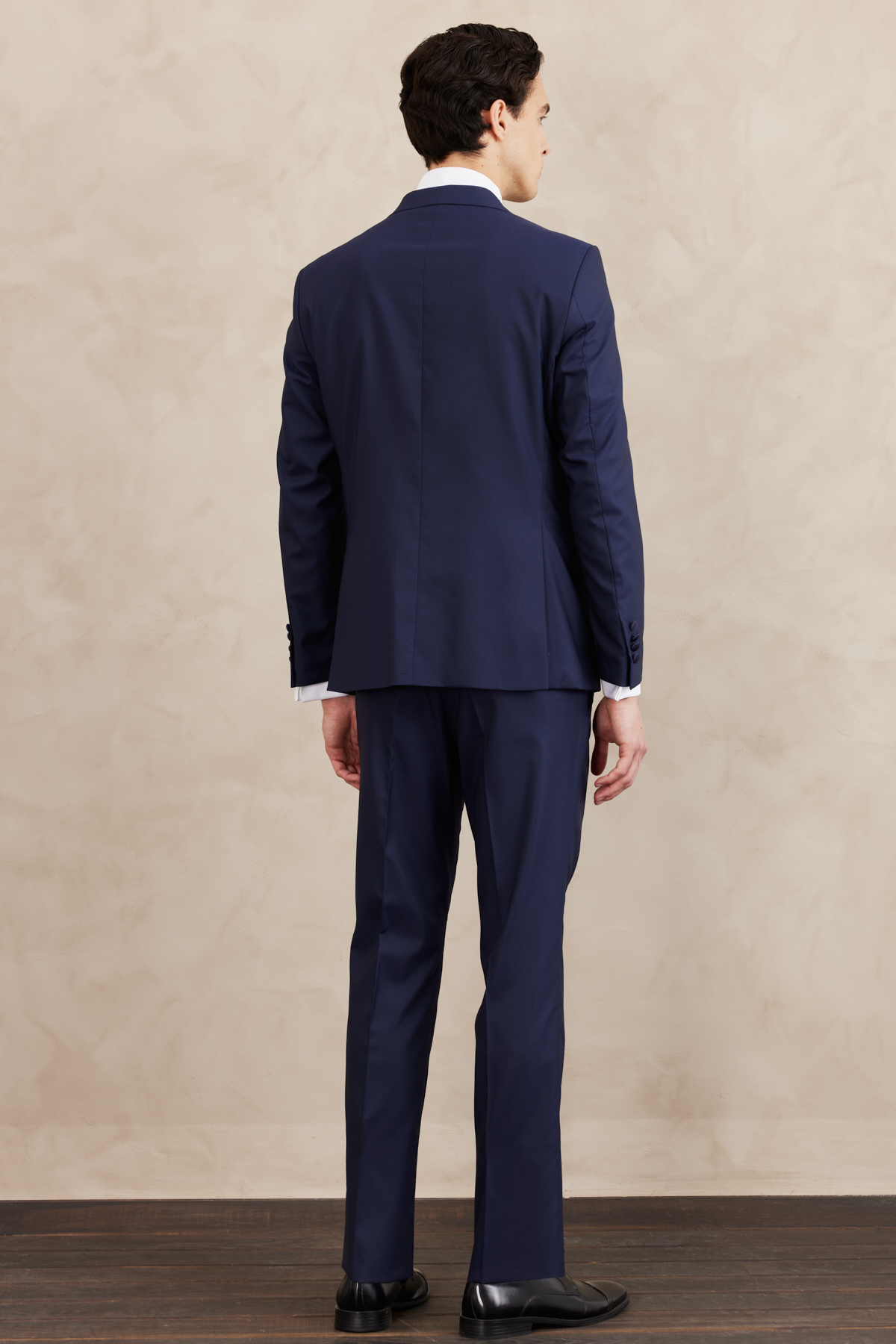 Altınyıldız Classics Erkek Lacivert Slim Fit Dar Kesim Mono Yaka Desenli Yelekli Smokin Takım görsel 5