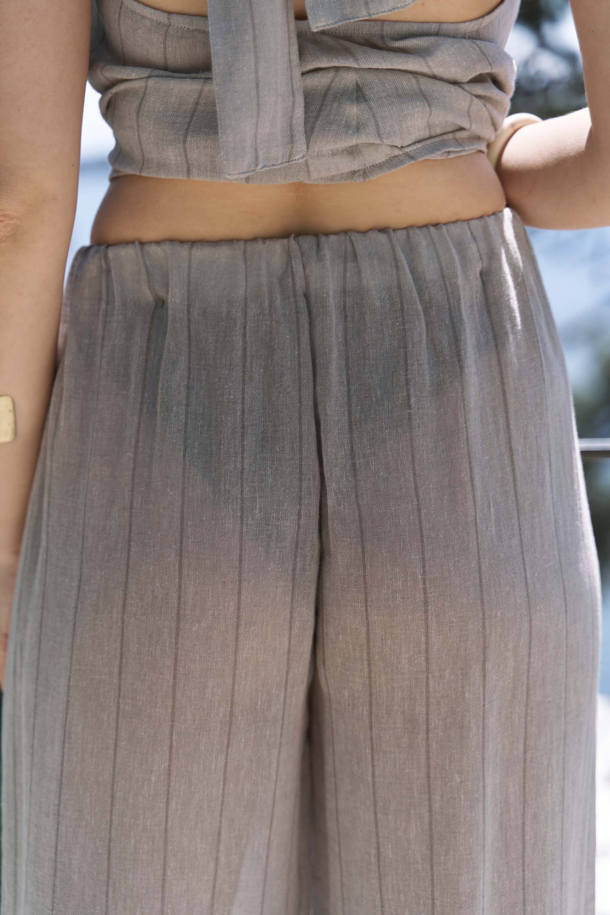 Bohemai Cadhas Boyundan Bağlamalı Vizon Crop Pantolon Takım görsel 6