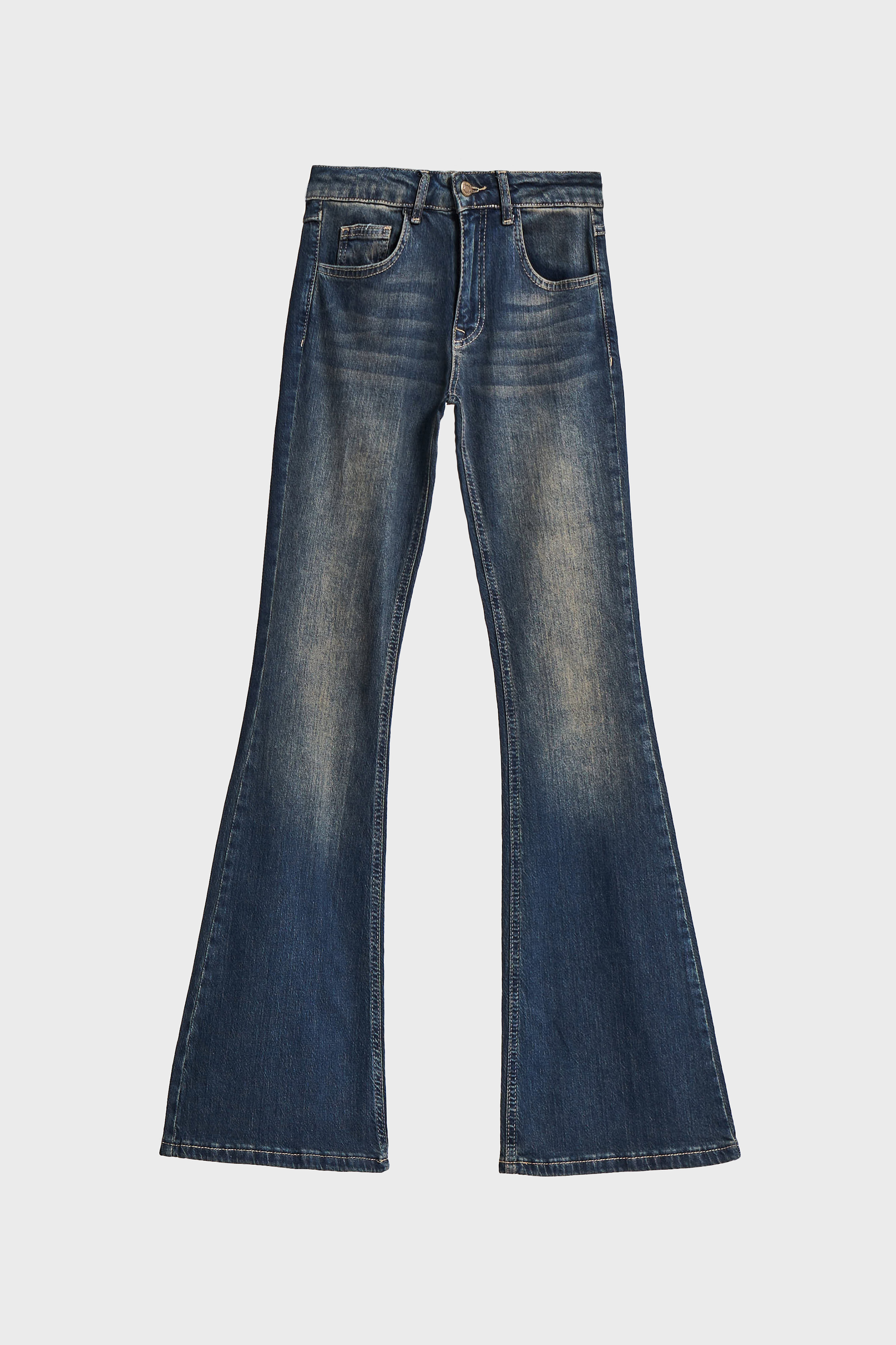 It's Basic Kadın T.Kot Rengi 2w5-8 Mid Rise Flare Fit İç Boy 83cm Esnek Kumaş Denim Jean görsel 2