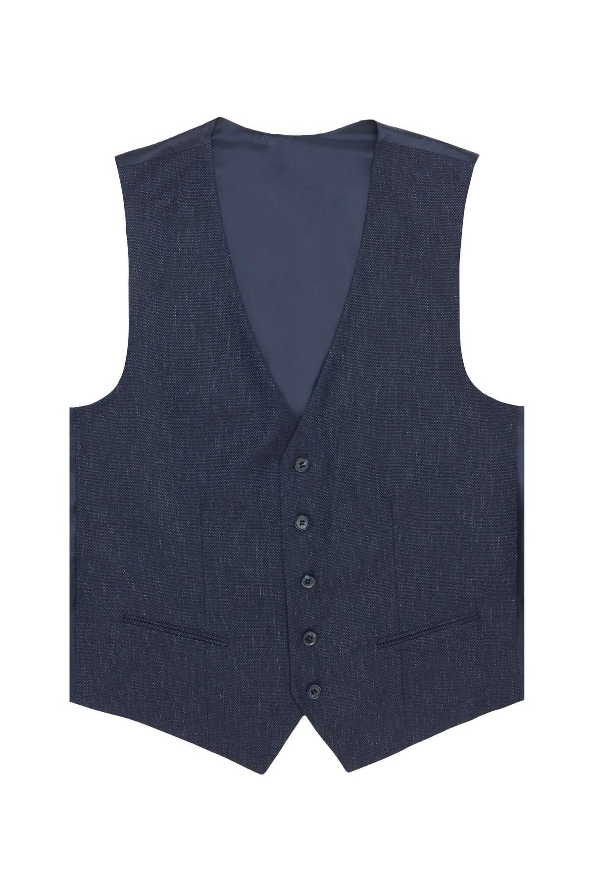 Altınyıldız Classics Erkek Koyu Lacivert Slim Fit Dar Kesim Mono Yaka Desenli Yelekli Takım Elbise görsel 4
