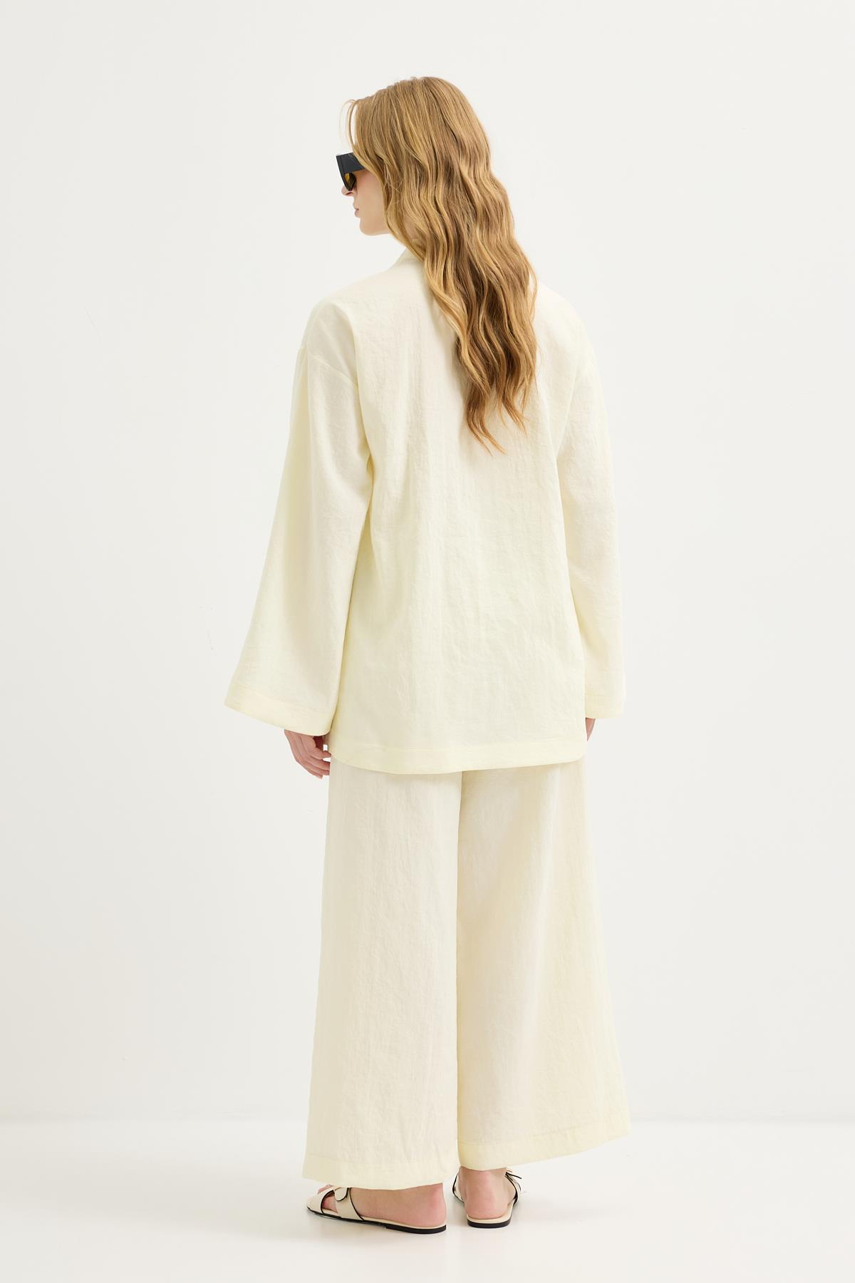 Kadriye Baştürk Britli Oversize Tunik Pantolon Takım Sarı görsel 5