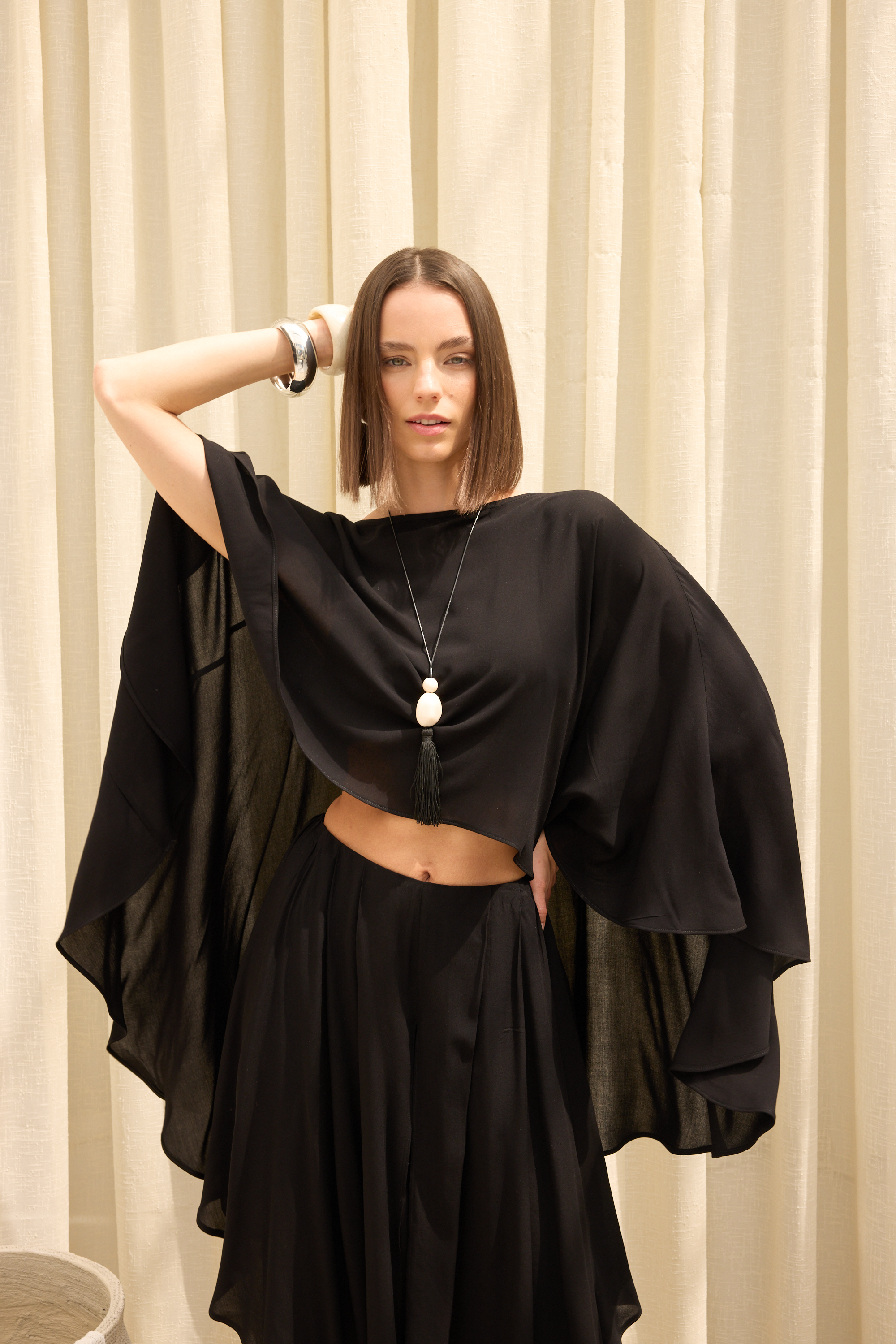 Mai Collection Marina Etek Detaylı Siyah Pantolon Takım