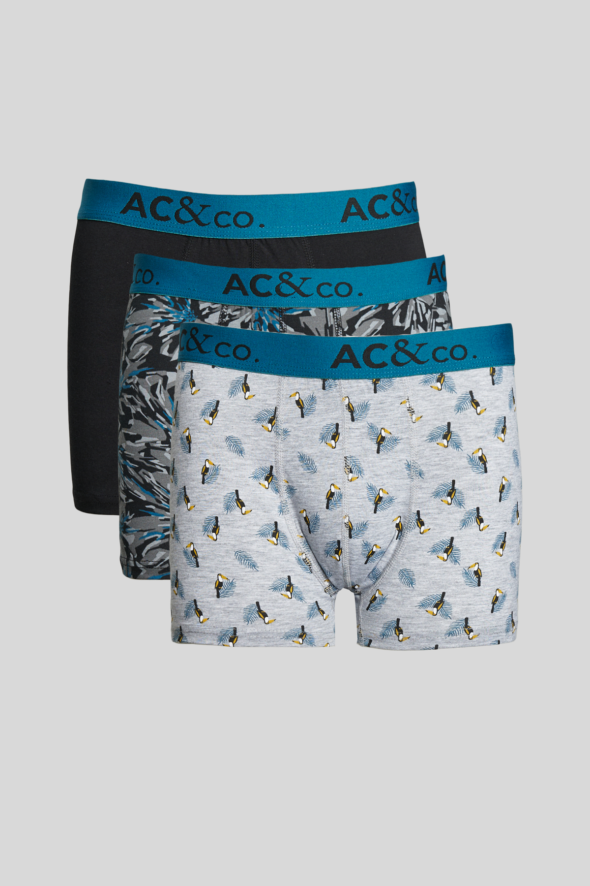 AC&Co / Altınyıldız Classics Erkek Siyah-Yeşil 3'lü Boxer Paketi