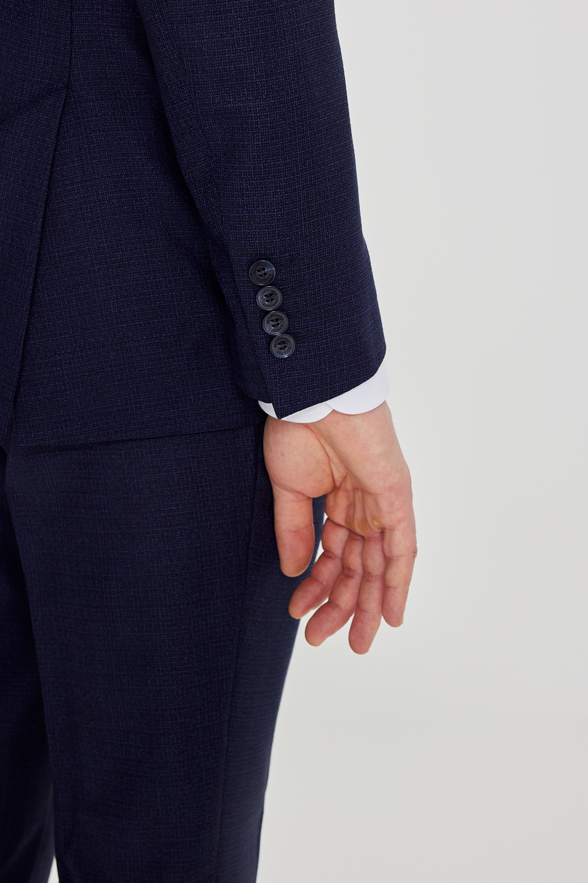 Altınyıldız Classics Erkek Lacivert-Mavi Slim Fit Mono Yaka Desenli Çift Pantolonlu Takım Elbise görsel 6