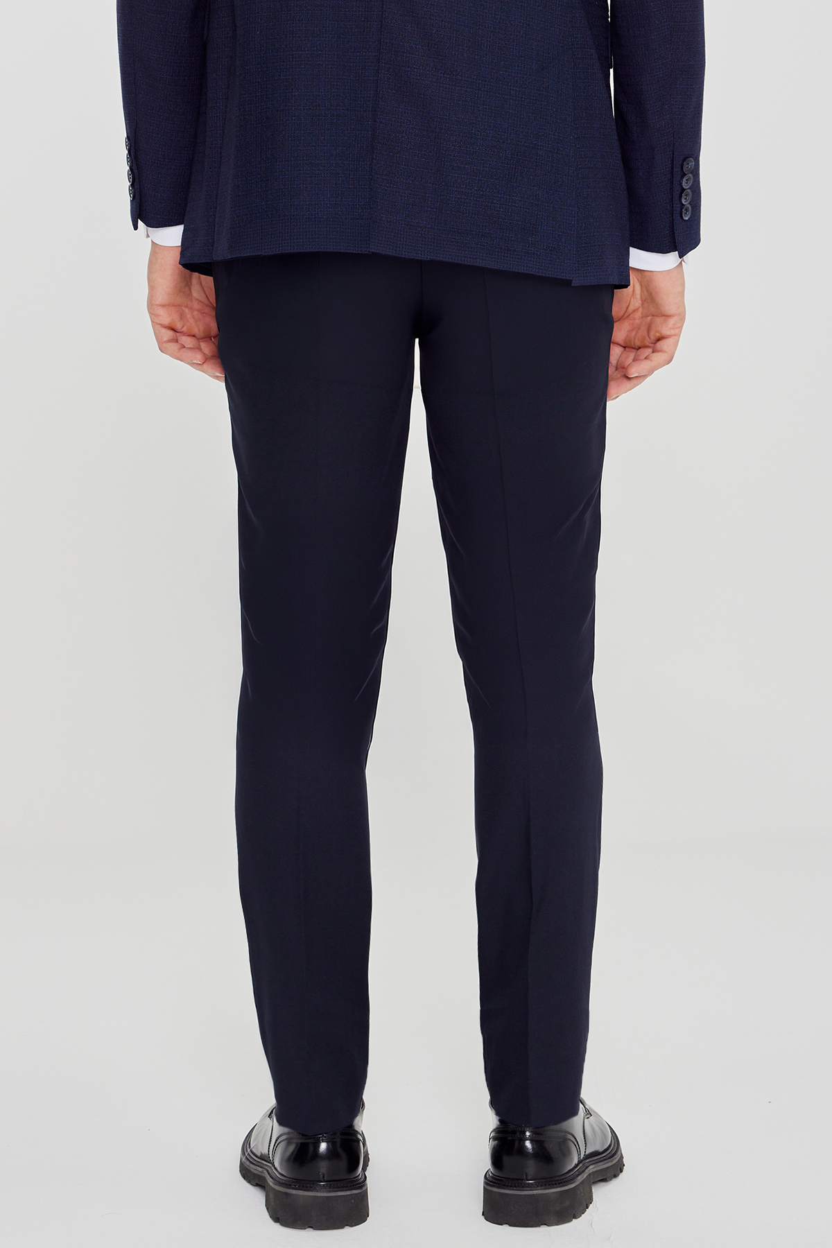 Altınyıldız Classics Erkek Lacivert-Mavi Slim Fit Mono Yaka Desenli Çift Pantolonlu Takım Elbise görsel 7