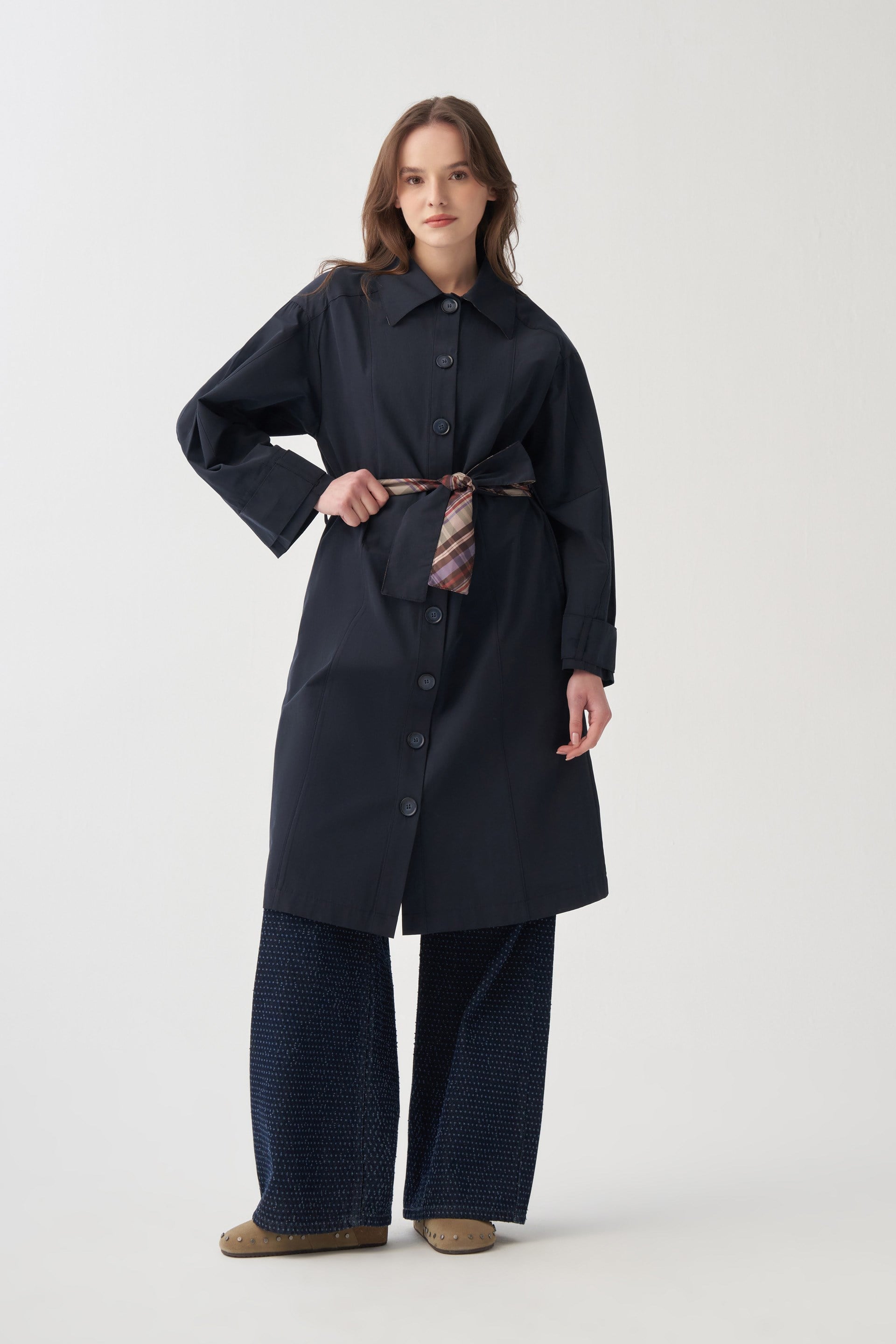 ALLDAY Lacivert-Rüzgarlıklı Trençkot