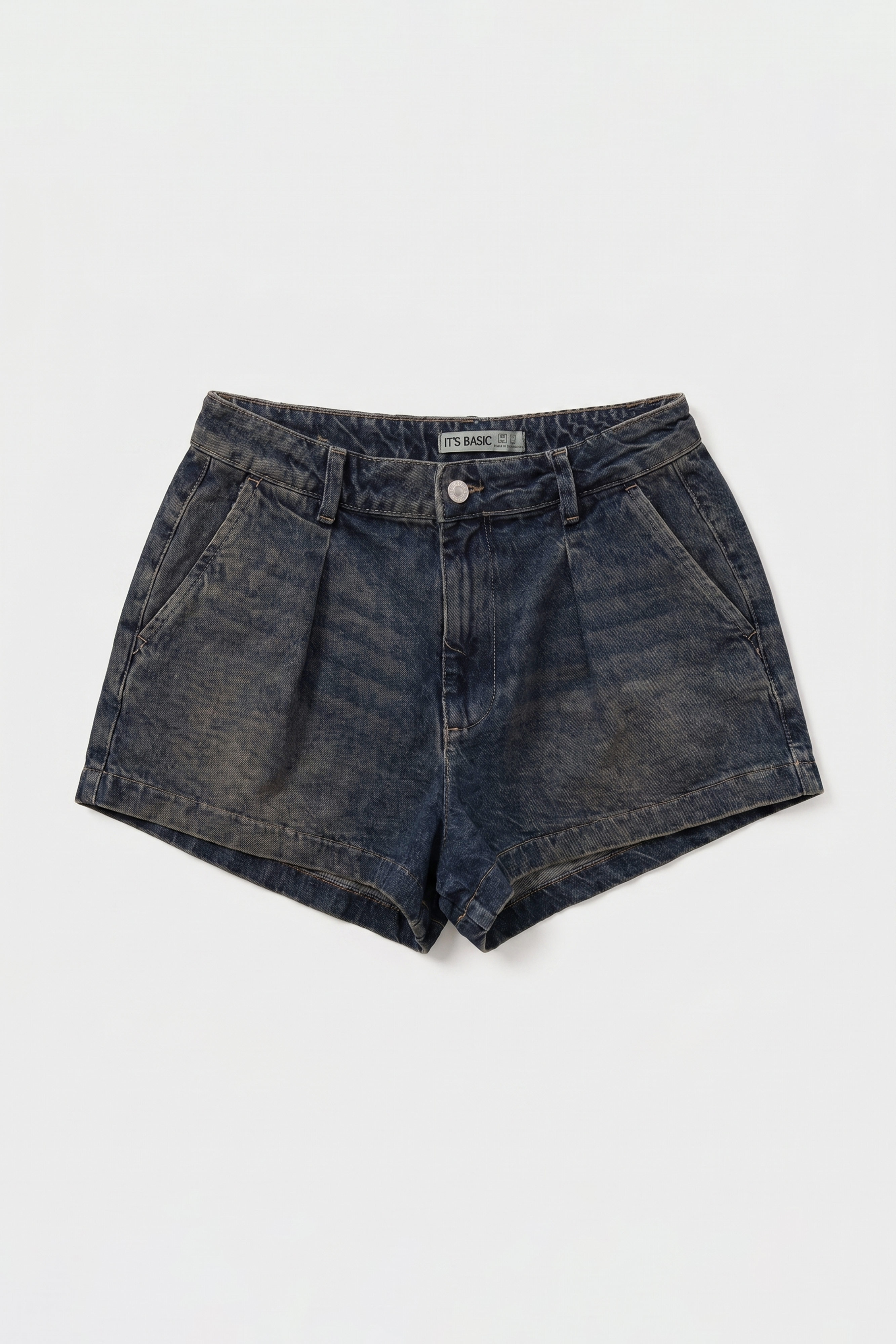 It's Basic Kadın Koyu Jean 2s6 Mini Pileli Denim Şort