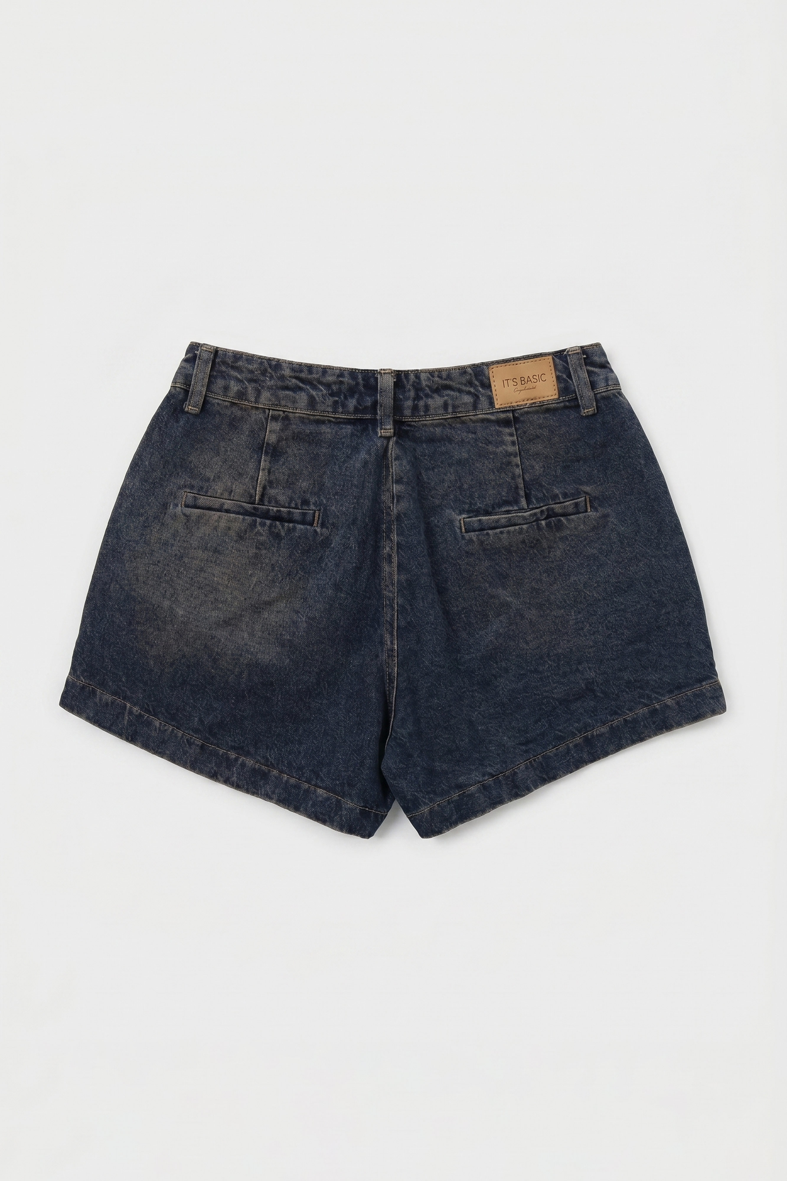 It's Basic Kadın Koyu Jean 2s6 Mini Pileli Denim Şort görsel 2