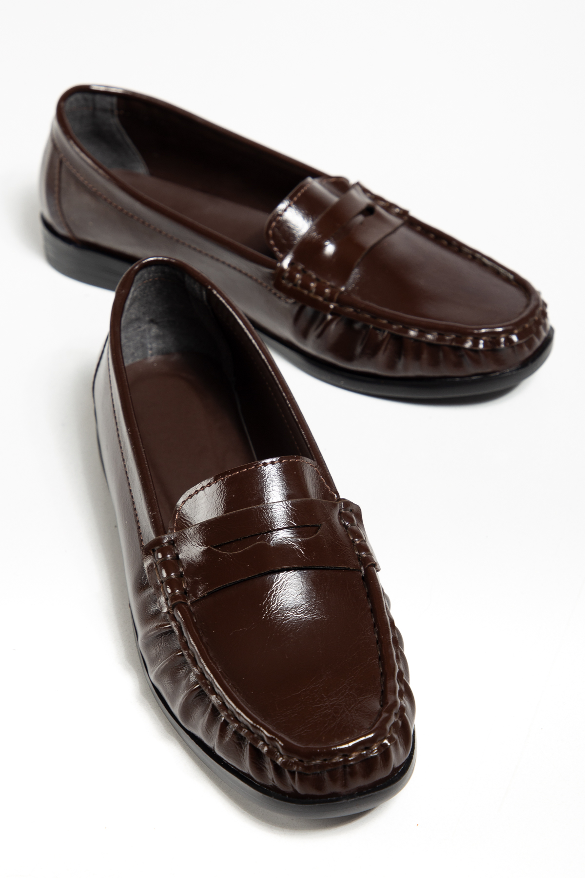 TONNY BLACK Kadın Kahve Termo Kaymaz Taban Loafer Oxford Kadın Ayakkabı