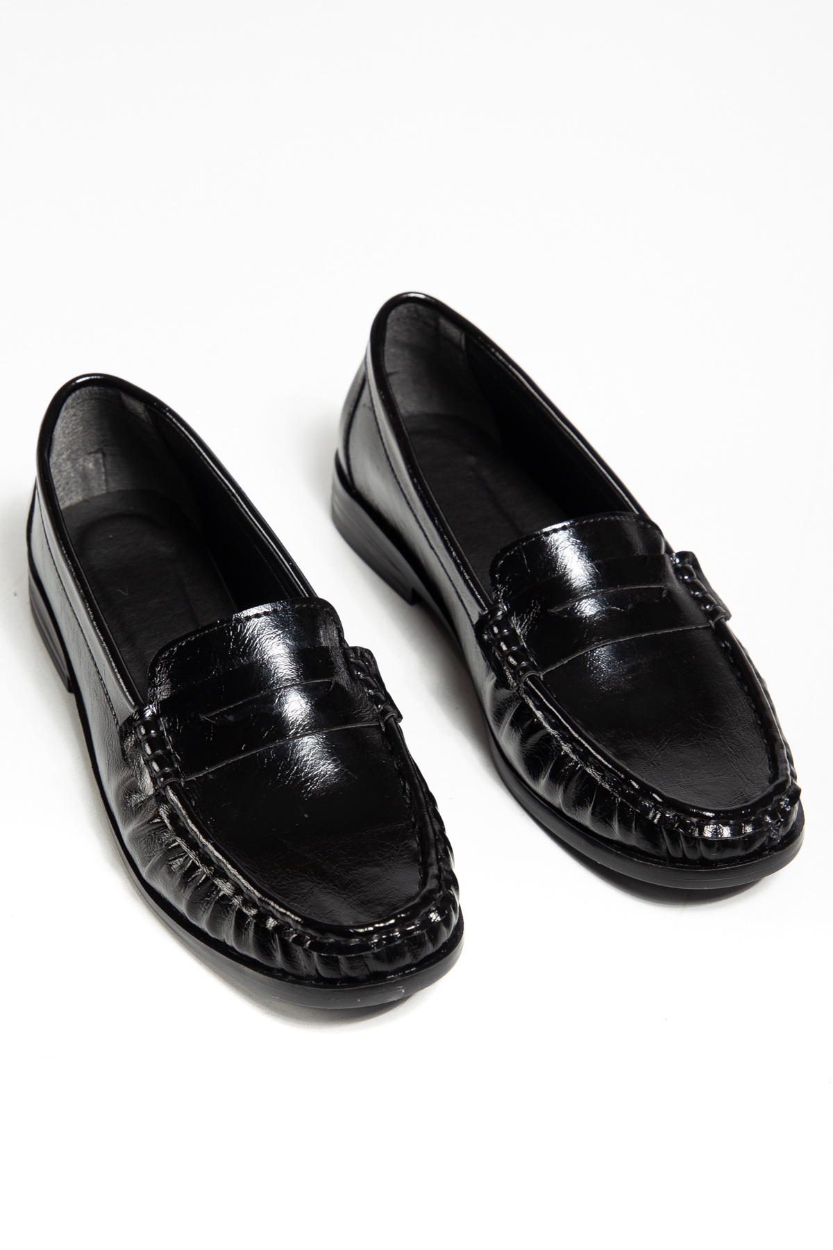 TONNY BLACK Kadın Siyah Termo Kaymaz Taban Loafer Oxford Kadın Ayakkabı