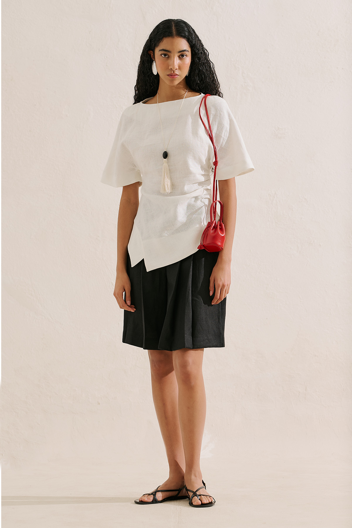 Manuka Lula Mını Büzgülü Çanta Kırmızı görsel 6