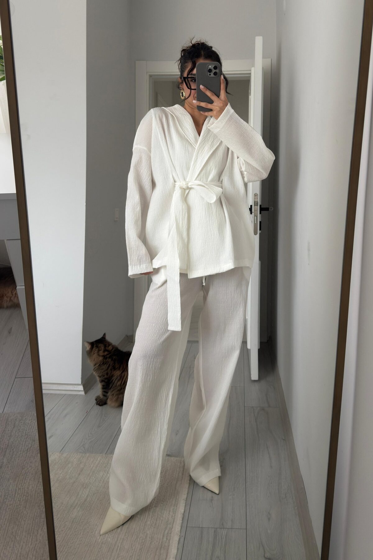 Laluvia Gofre Kumaş Kimono Takım - 51277