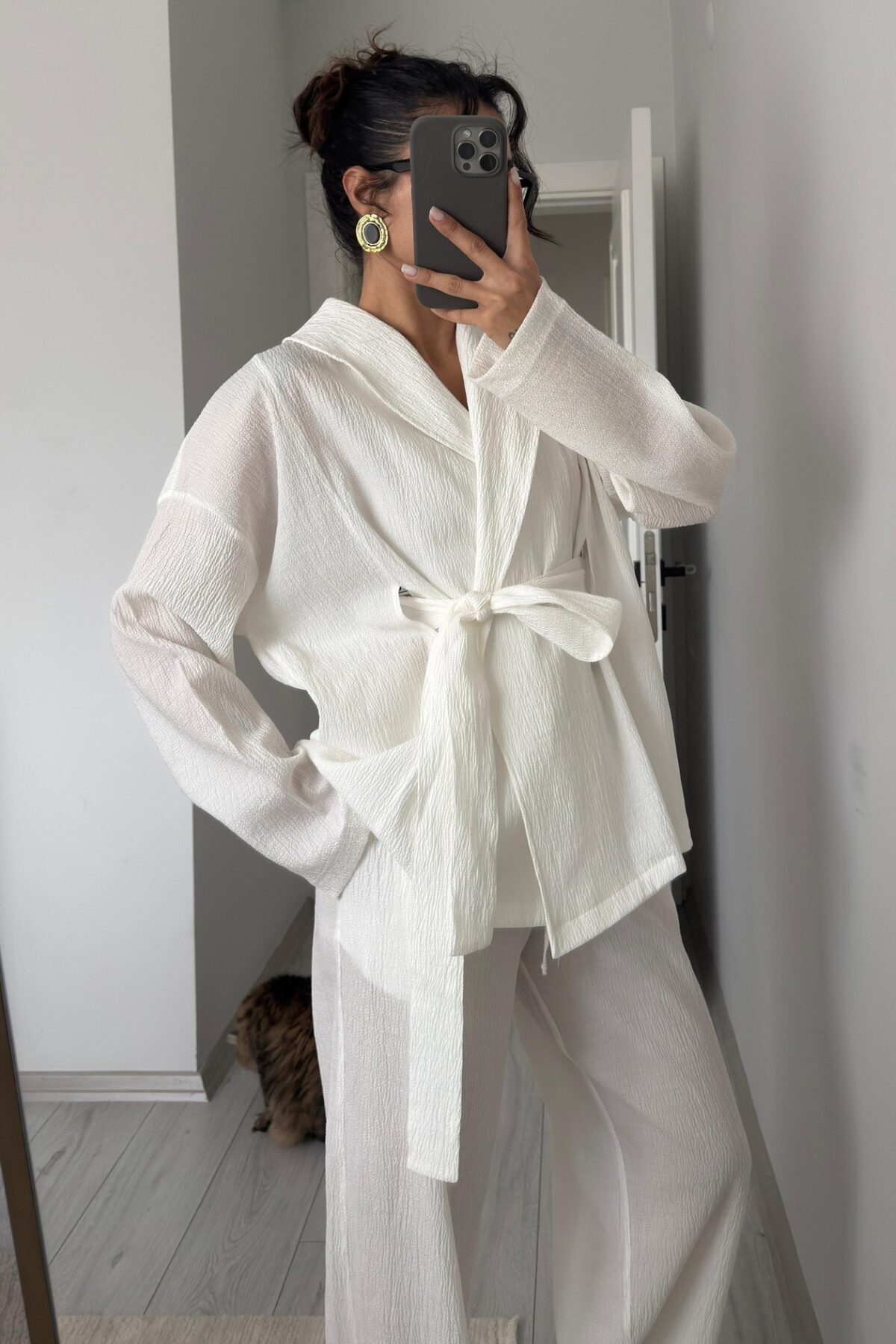 Laluvia Gofre Kumaş Kimono Takım - 51277 görsel 2