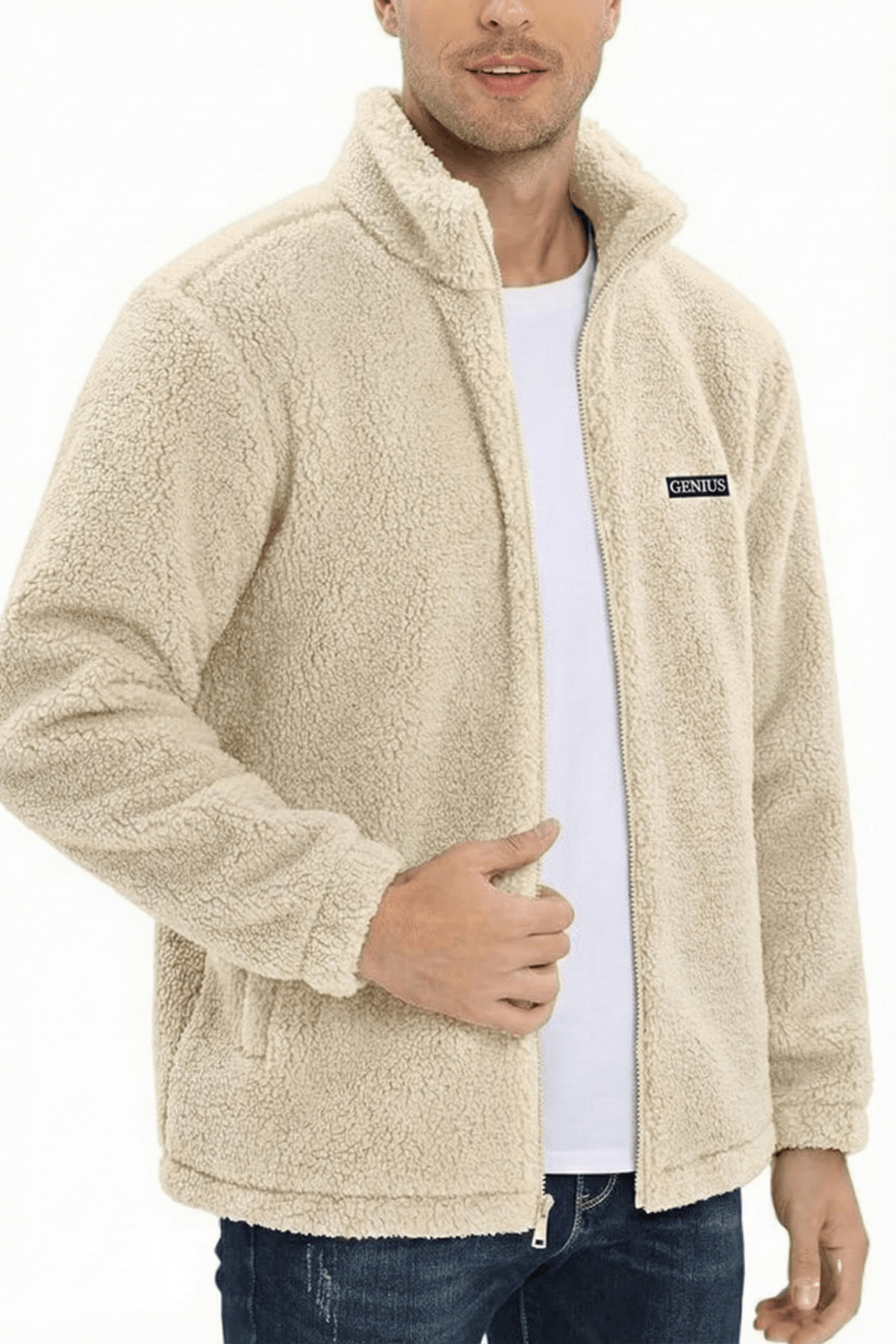 Genius Store Oversize Pelüş Polar Erkek Fermuarlı Sweatshirt Hırka Oversize-PELUSS