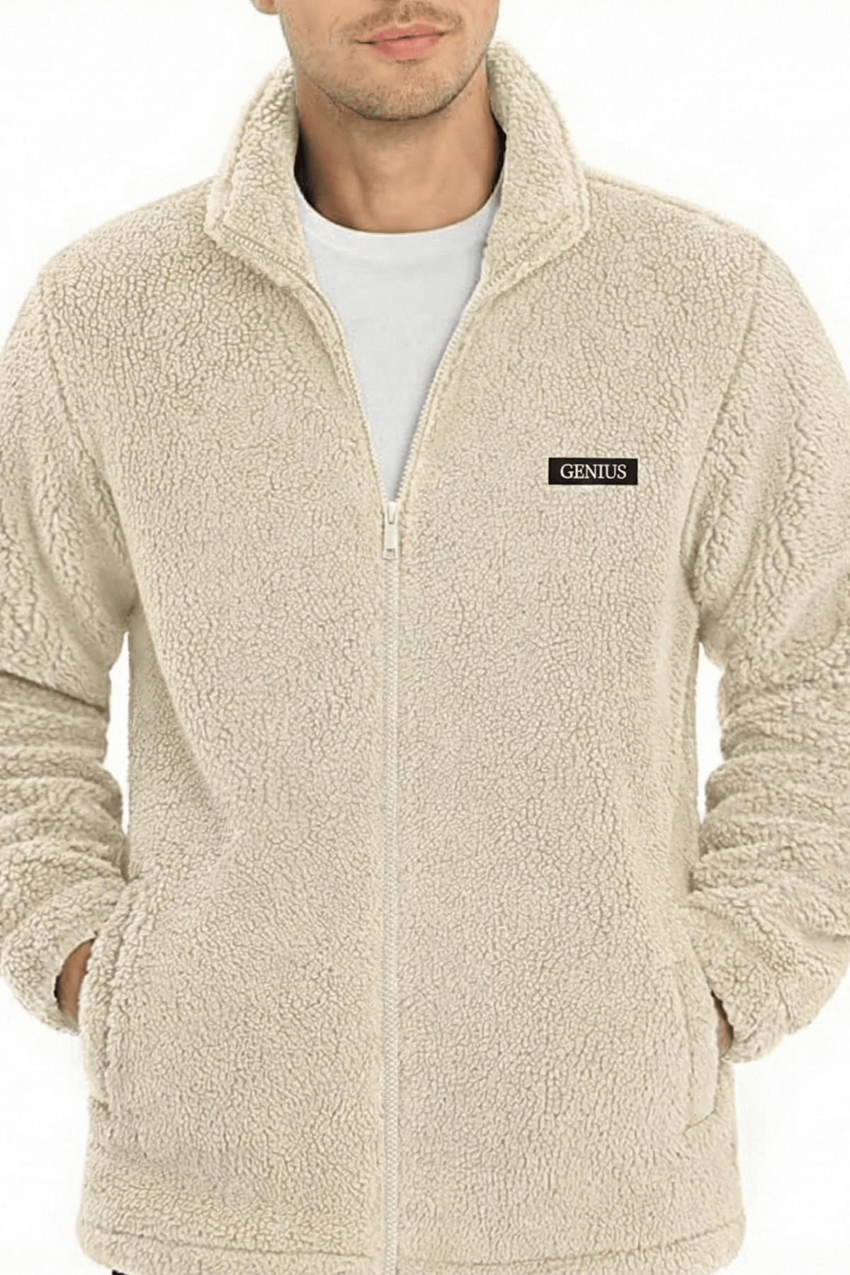 Genius Store Oversize Pelüş Polar Erkek Fermuarlı Sweatshirt Hırka Oversize-PELUSS görsel 2