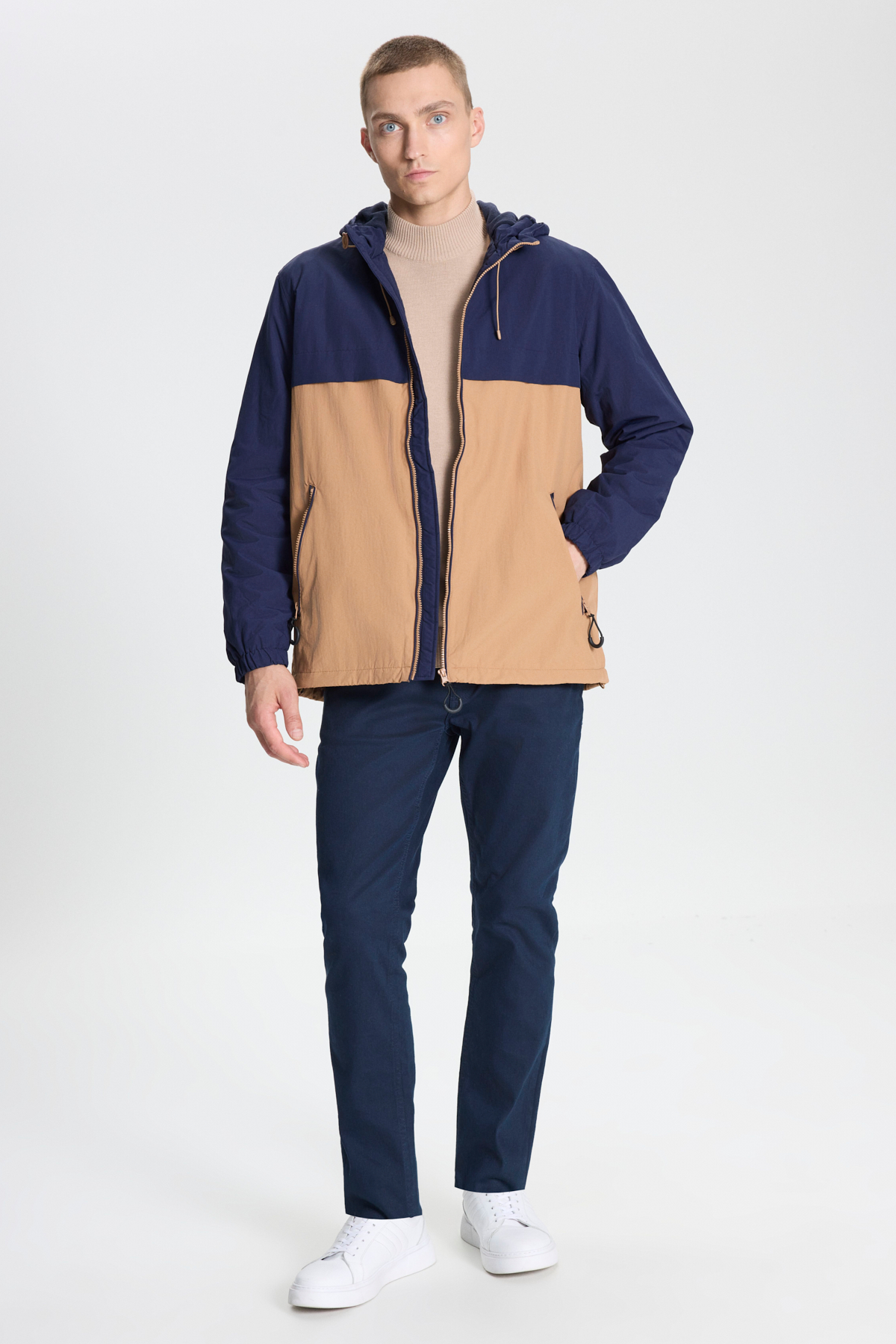 AC&Co / Altınyıldız Classics Erkek Lacivert-Vizon Standart Fit Normal Kesim Soğuk Geçirmez İçi Polarlı Kapüşonlu Mont görsel 2