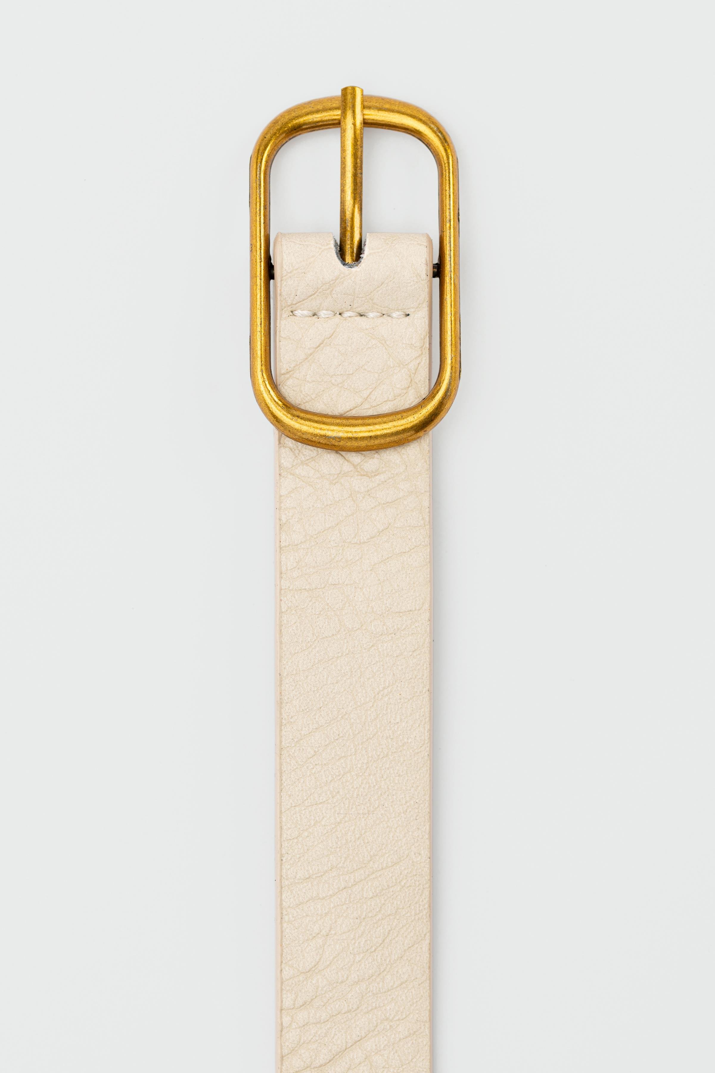 Shulebags Dikdörtgen Suni Deri Kemer Krem görsel 3
