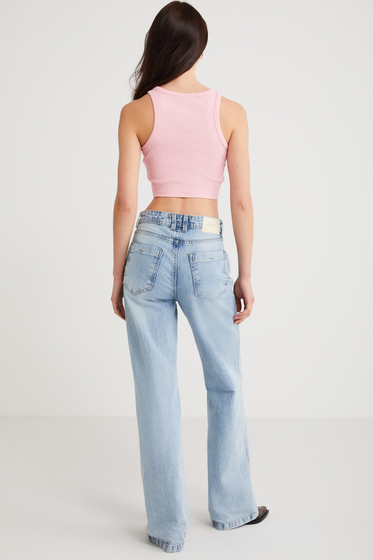ETHIQUET JOYCE Kadın Slim Fit Dar Kalıp Sıfır Kol Bisiklet Yaka Örme Crop PEMBE Atlet görsel 6