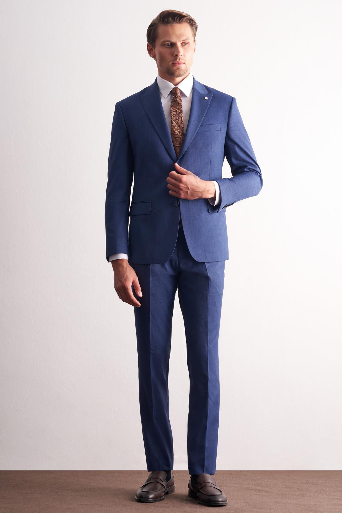 İMZA Koyu Lacivert Kırlangıç Yaka Esnek Bel Slim Fit 6 Drop Takım Elbise 1001255168