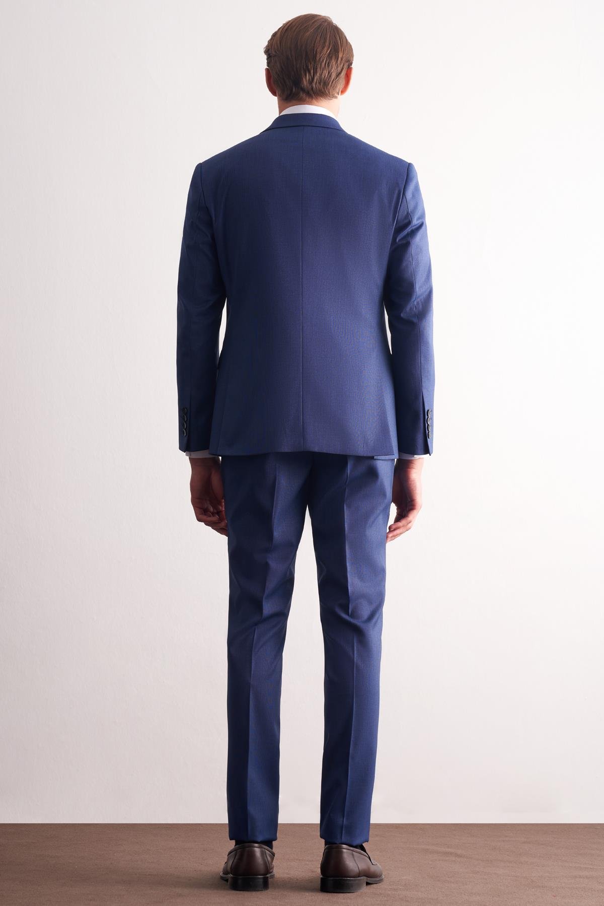 İMZA Koyu Lacivert Kırlangıç Yaka Esnek Bel Slim Fit 6 Drop Takım Elbise 1001255168 görsel 5