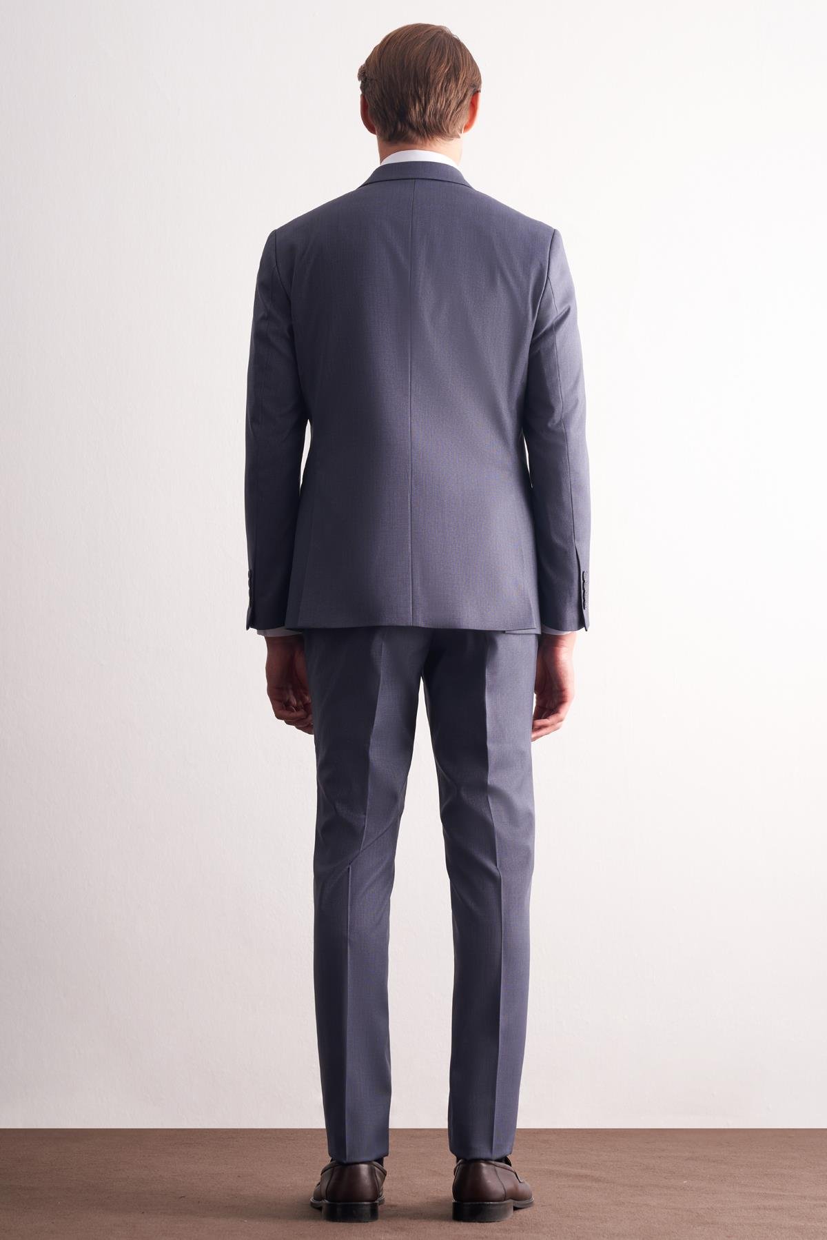 İMZA - Lacivert Kırlangıç Yaka Esnek Bel Slim Fit 6 Drop Takım Elbise 1001255168 görsel 5