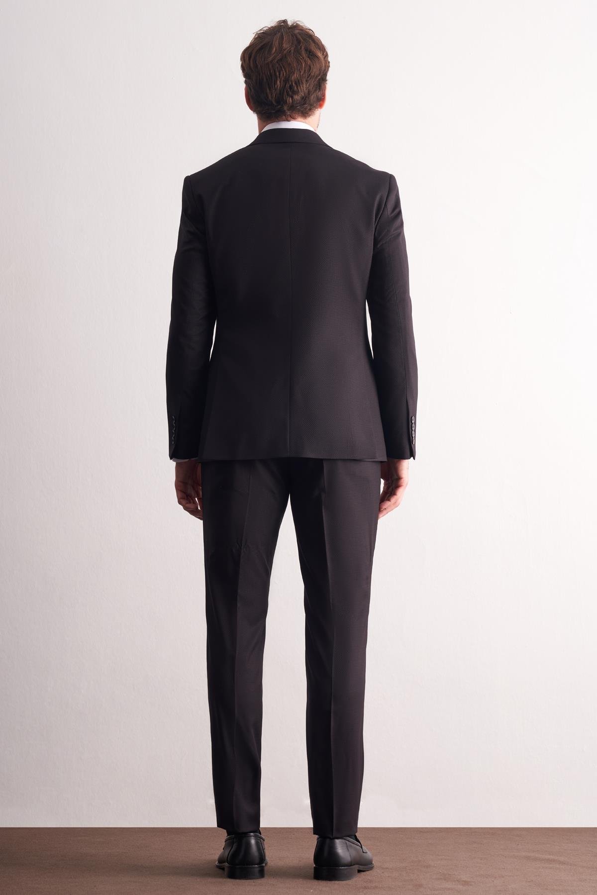 İMZA Siyah Kırlangıç Yaka Esnek Bel Slim Fit 6 Drop Takım Elbise 1001255167 görsel 5