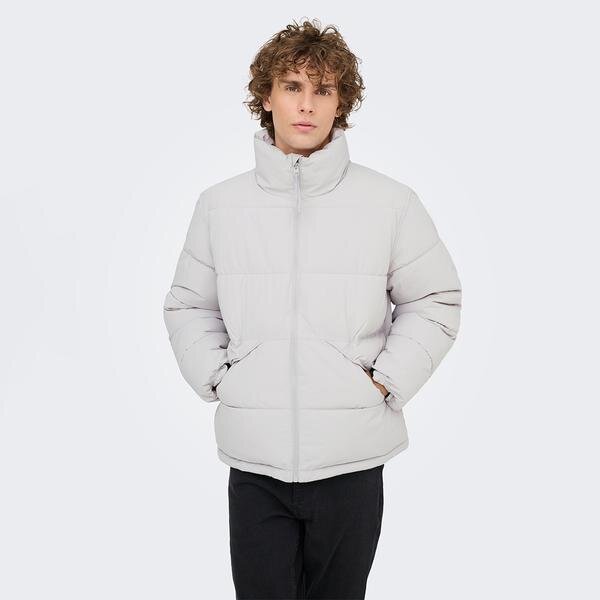 Only&Sons Pack Life Puffer Erkek Gri Dik Yaka Mont