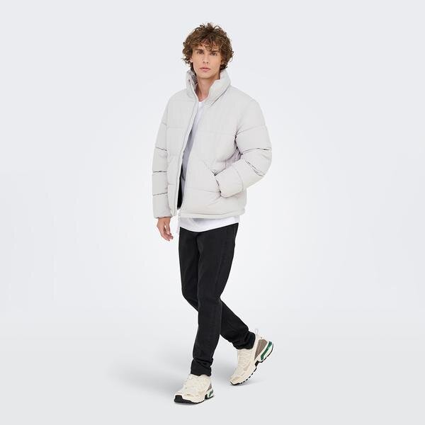 Only&Sons Pack Life Puffer Erkek Gri Dik Yaka Mont görsel 3