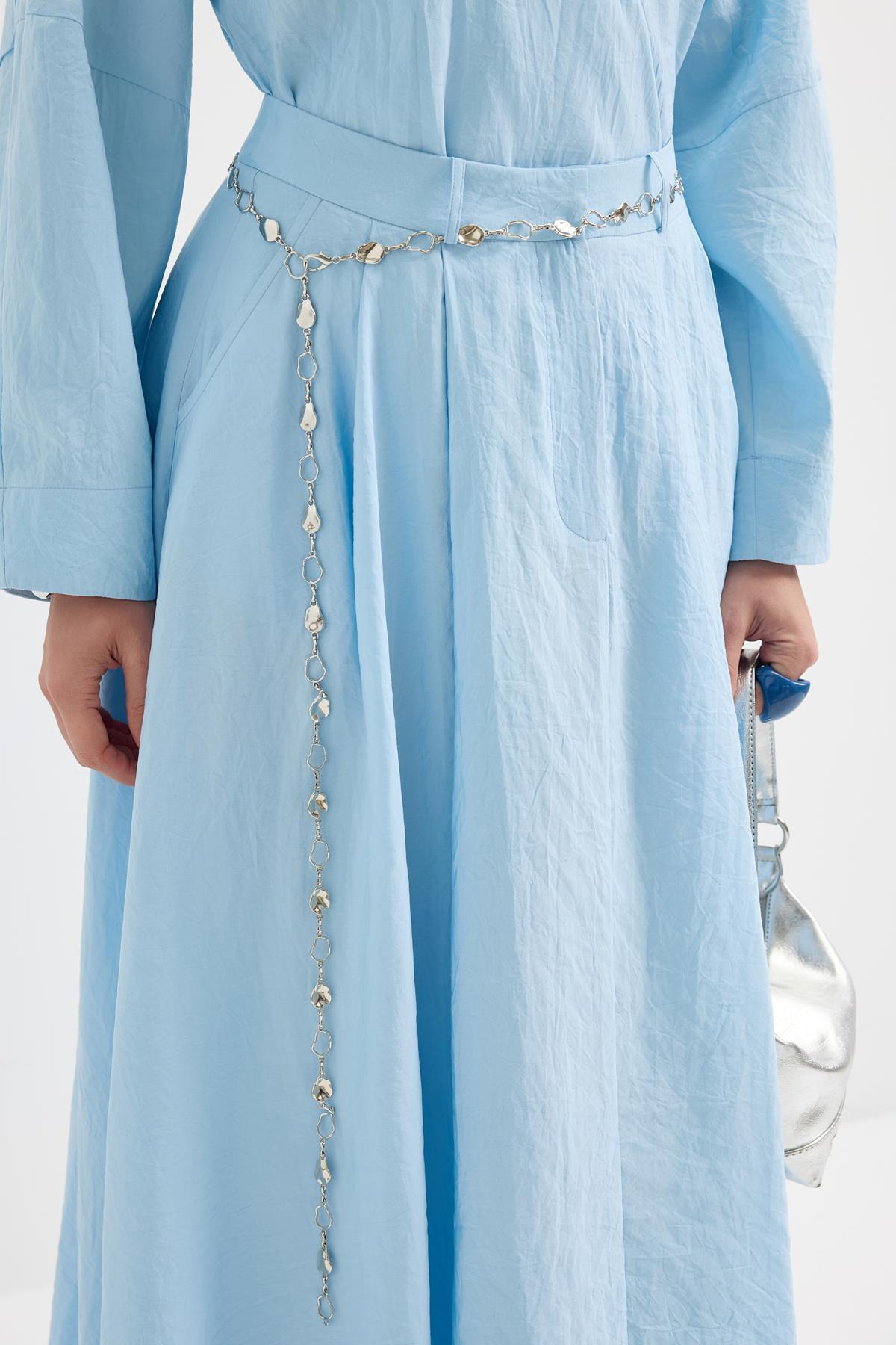 Kadriye Baştürk Bağlamalı Kimono Etek Takım Açık Mavi görsel 4