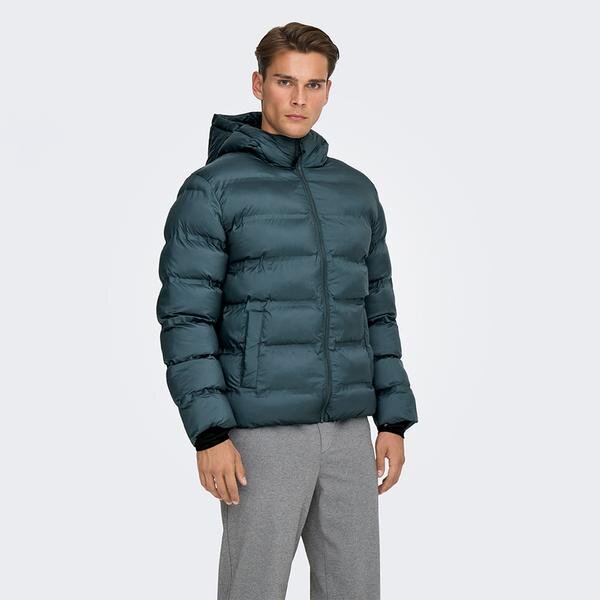 Only&Sons Union Seamless Life Puffer Erkek Yeşil Kapüşonlu Mont