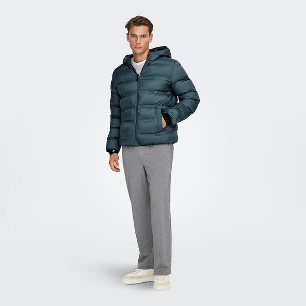 Only&Sons Union Seamless Life Puffer Erkek Yeşil Kapüşonlu Mont görsel 2