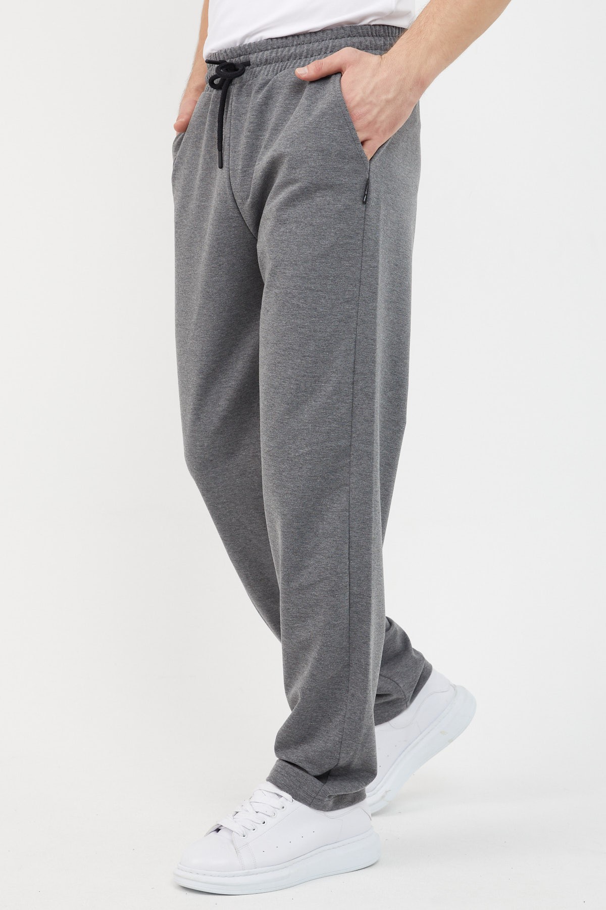 Mmetalic Antrasit Relaxed Fit Bisiklet Yaka Sweatshirt Düz Paça Erkek Eşofman Takımı görsel 4
