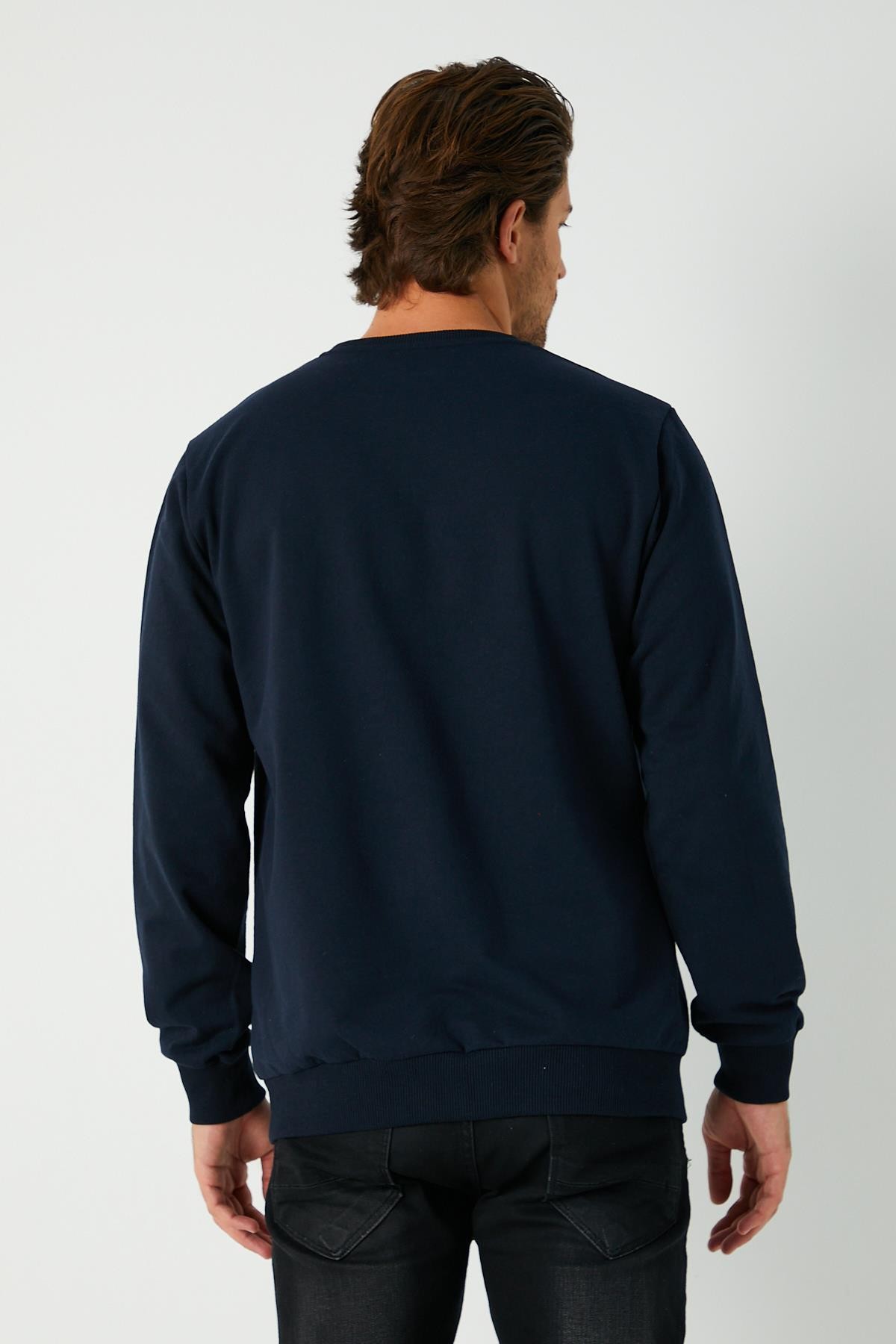 Mmetalic Lacivert Relaxed Fit Bisiklet Yaka Sweatshirt Düz Paça Erkek Eşofman Takımı görsel 7