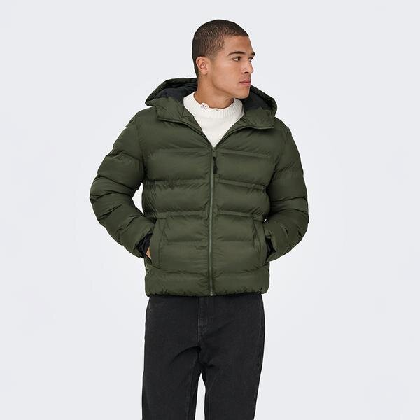 Only&Sons Union Seamless Life Puffer Erkek Haki Kapüşonlu Mont görsel 3