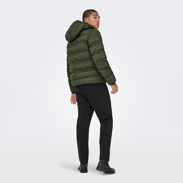 Only&Sons Union Seamless Life Puffer Erkek Haki Kapüşonlu Mont görsel 5