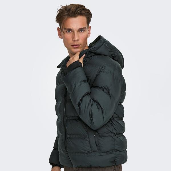 Only&Sons Union Seamless Life Puffer Erkek Siyah Kapüşonlu Mont görsel 4