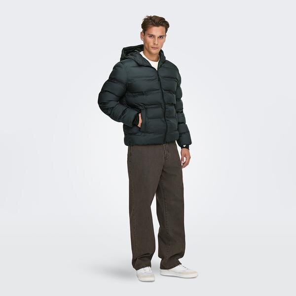 Only&Sons Union Seamless Life Puffer Erkek Siyah Kapüşonlu Mont görsel 5