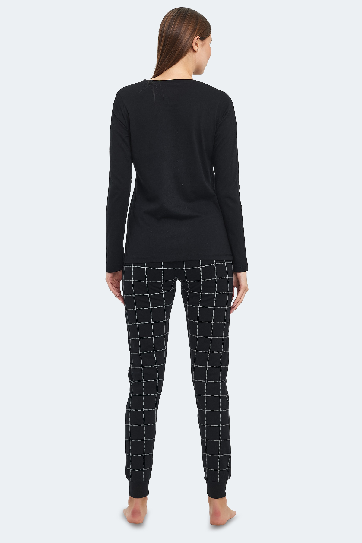 SLAZENGER PAOLINA IN Kadın Pamuklu Siyah / Fuşya Pijama görsel 3