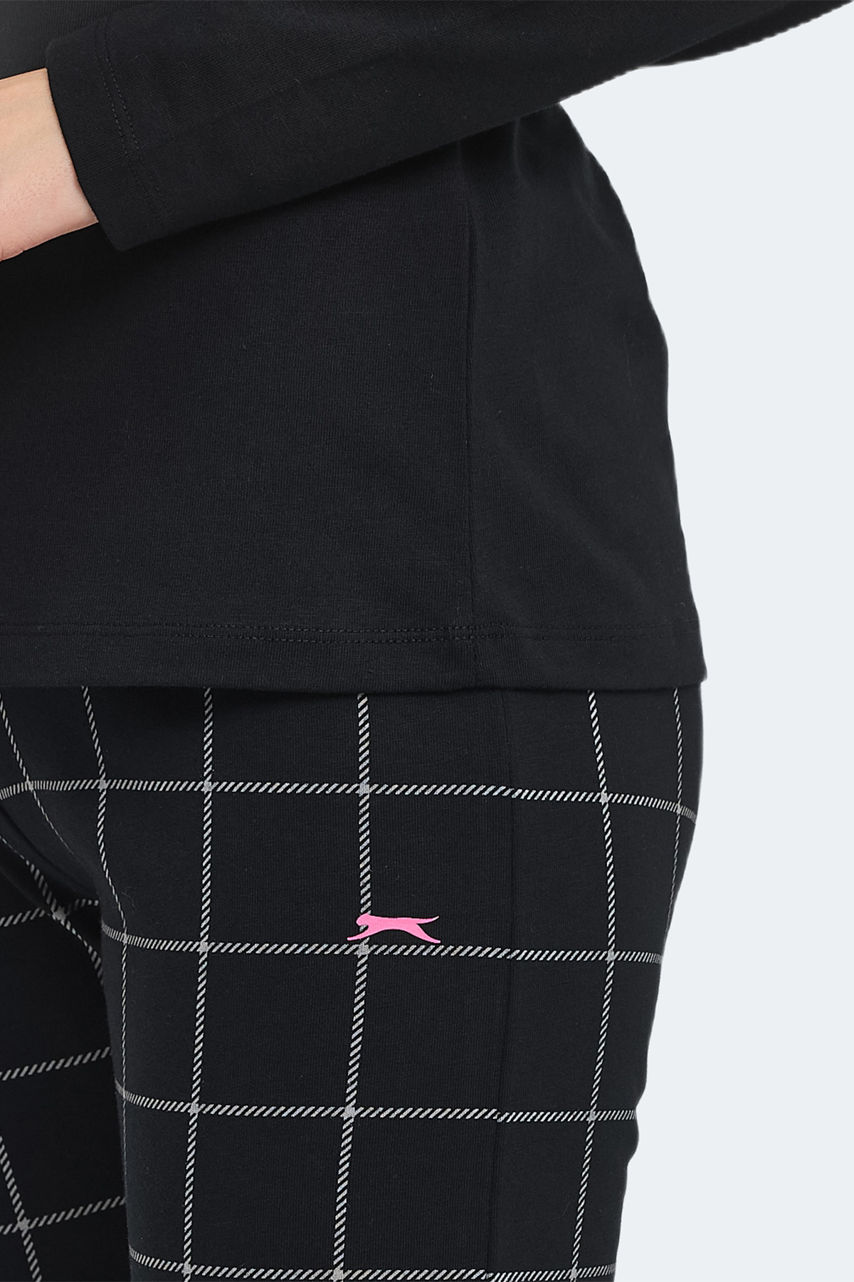 SLAZENGER PAOLINA IN Kadın Pamuklu Siyah / Fuşya Pijama görsel 5
