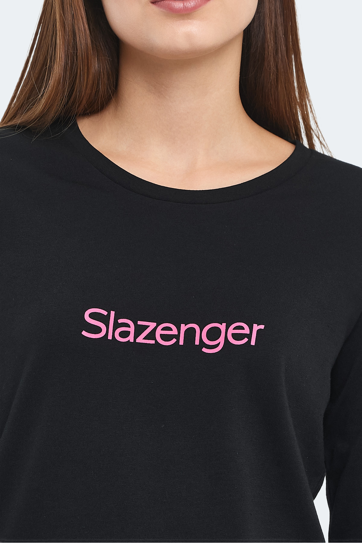 SLAZENGER PAOLINA IN Kadın Pamuklu Siyah / Fuşya Pijama görsel 6