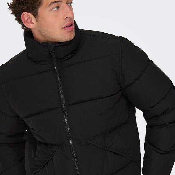 Only&Sons Pack Life Puffer Erkek Siyah Dik Yaka Mont görsel 2