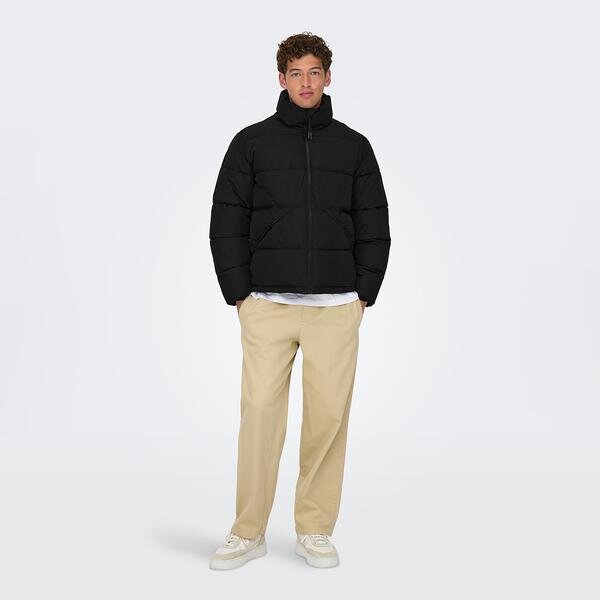 Only&Sons Pack Life Puffer Erkek Siyah Dik Yaka Mont görsel 3