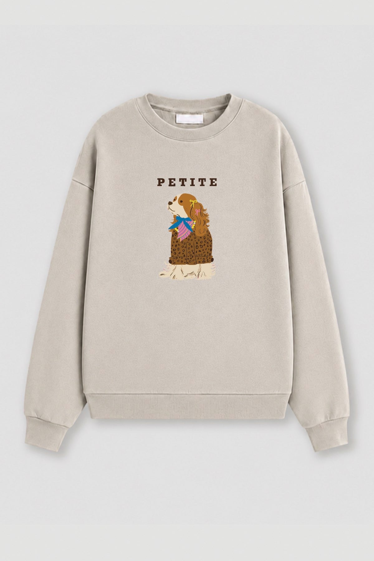 Monila Kadın Premium Kumaş 3 İplik Şardonlu Köpek Baskılı Sweatshirt görsel 2