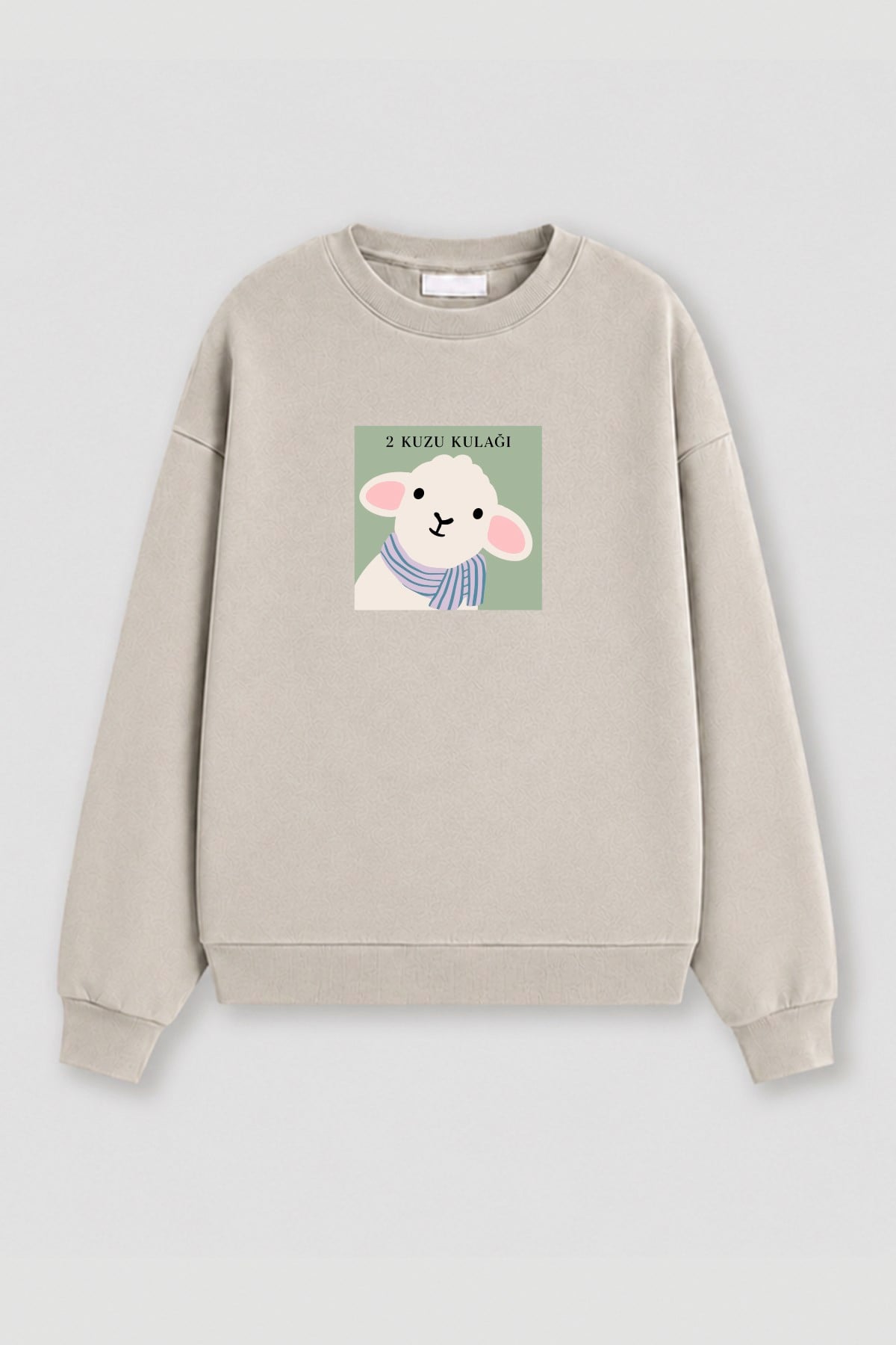 Monila Kadın Premium Kumaş 3 İplik Şardonlu Kuzu Kulağı Baskılı Sweatshirt